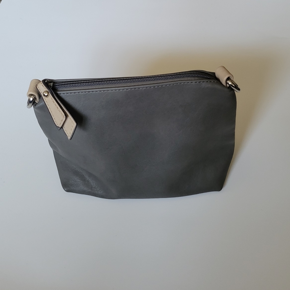 CHARMING CHARLIE SOFT GRAY LEATHER POUCH